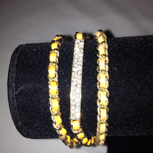 Tangerine orange wrap bracelet with diamond like