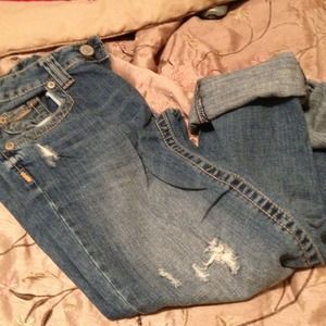 Denim ripped boyfriend jeans