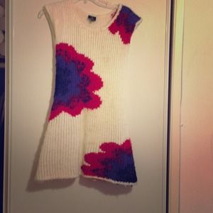 Knit dress size S white with flowers