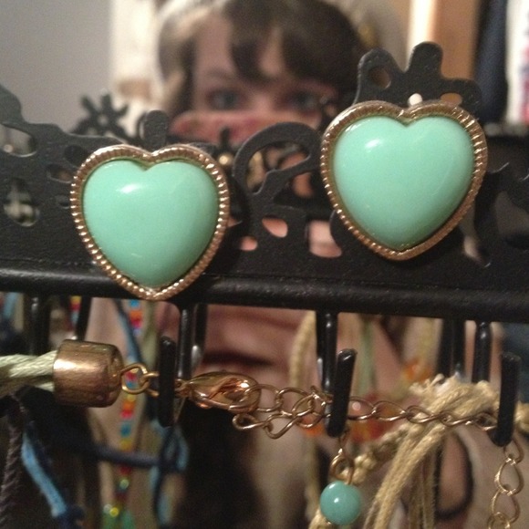 Forever 21 Accessories - F21 Turquoise Heart Earrings
