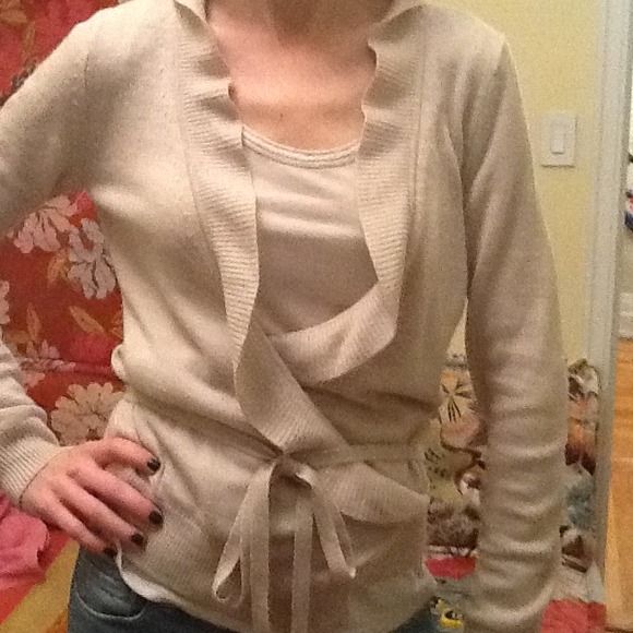 Club Monaco cream wrap sweater