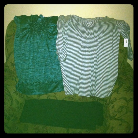 Bundle yoga pants and two maturity shirts