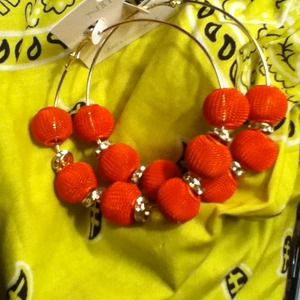 Orange net earrings