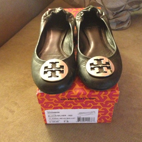 Tory Burch Shoes - Tory Burch Classic Reva Ballet (Black & Silver)