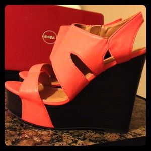 Brand new never been worn coral wedges