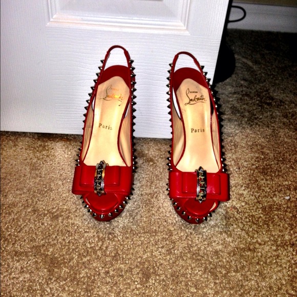 Christian Louboutin Lady Clou Red Spikes - Picture 3 of 4