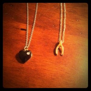 ❤SOLD❤ Heart & Wishbone Necklaces