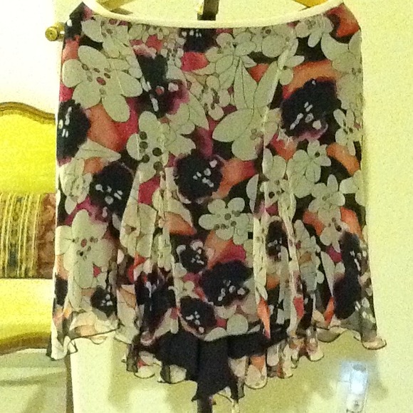 DVF flower print silk skirt