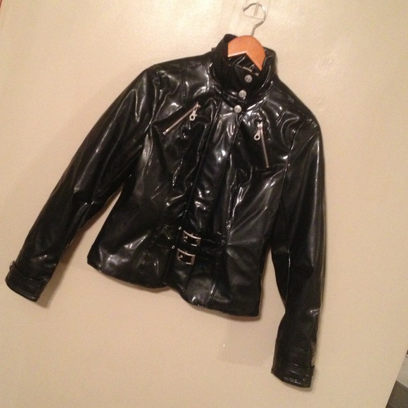 Small DKNY faux leather jacket NEVER WORN!