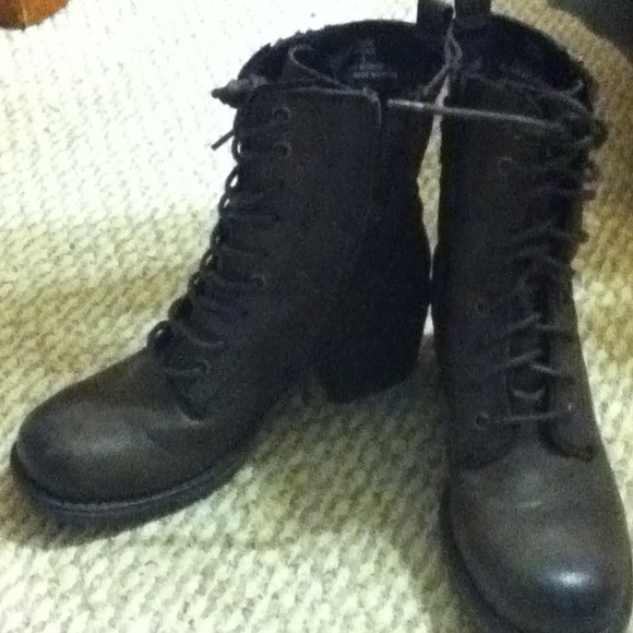 Brown lace up boots