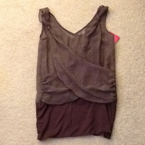 Brown Polkadot Sleeveless Blouse