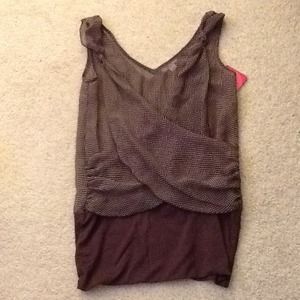 Brown Polkadot Sleeveless Blouse