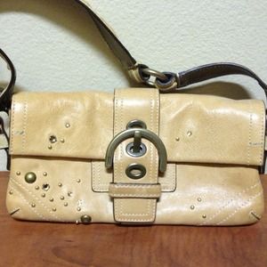 Camel Rhinestoned Coach Purse