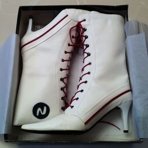 Navid Nadia Boots - NWB White Calf-high Lace Up Boots Navid Nadia Boots - NWB White Calf-high Lace Up Boots