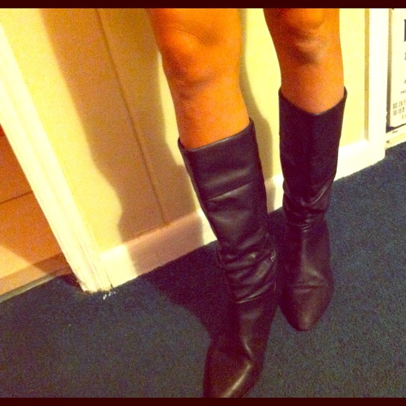 Vintage European black leather boots