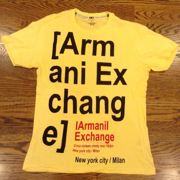 A/X ARMANI EXCHANGE yellow men's t-shirt size XL