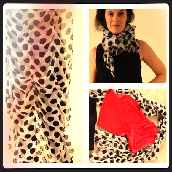 CLOSING SALE Polka Dot Rouched Scarf - Picture 1 of 2
