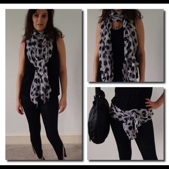 CLOSING SALE Polka Dot Rouched Scarf - Picture 2 of 2
