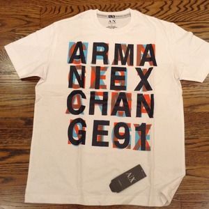 Men's white A/X ARMANI EXCHANGE T-shirt. Size L