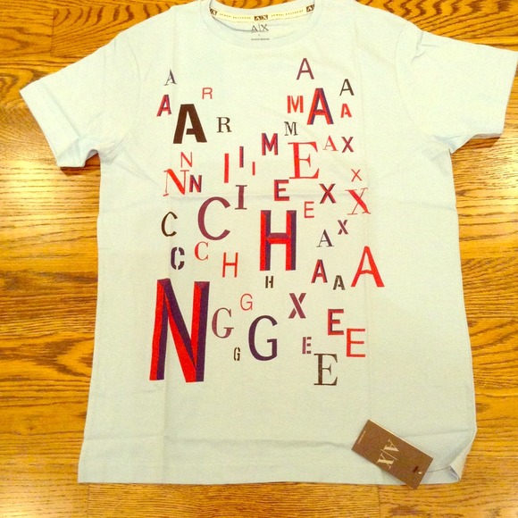 Men's A/X ARMANI EXCHANGE light blue t-shirt sz L - Picture 1 of 4