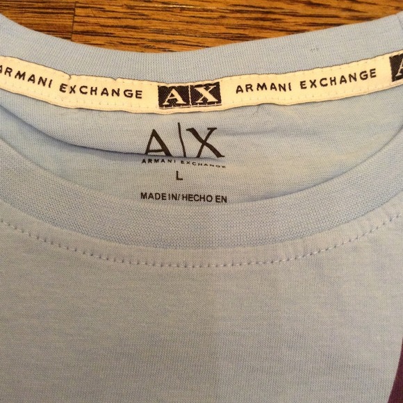 Men's A/X ARMANI EXCHANGE light blue t-shirt sz L - Picture 3 of 4