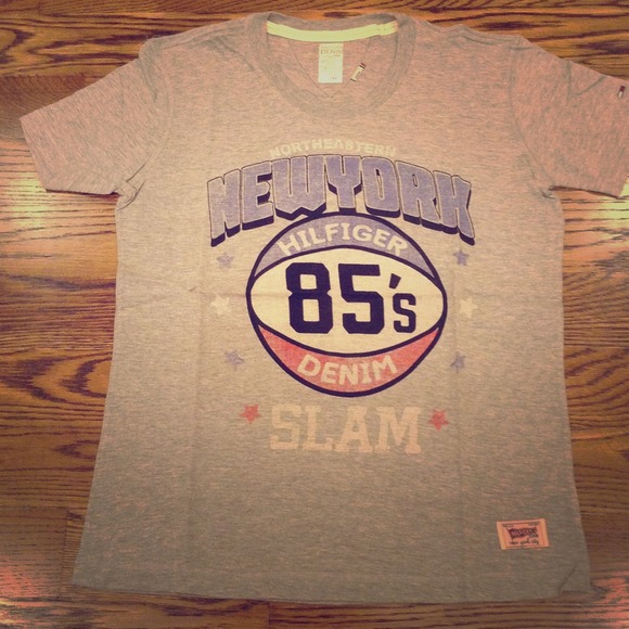 Men's HILFIGER DENIM heather grey t-shirt size M - Picture 1 of 4