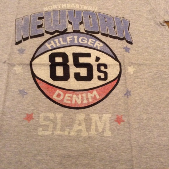 Men's HILFIGER DENIM heather grey t-shirt size M - Picture 2 of 4