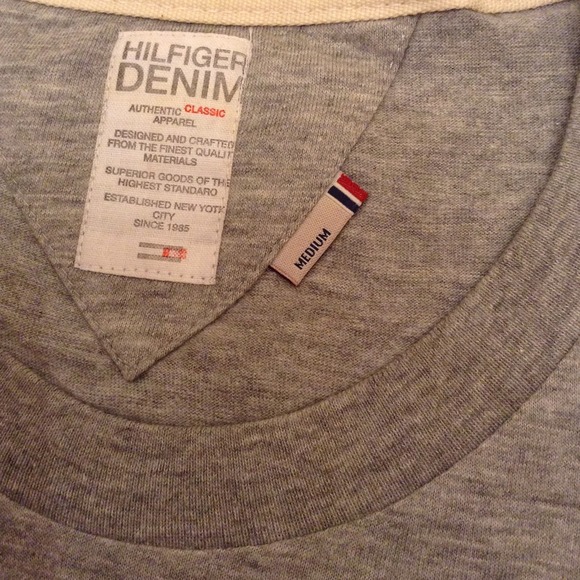 Men's HILFIGER DENIM heather grey t-shirt size M - Picture 3 of 4