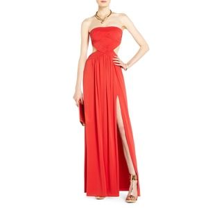 BCBG cutout strapless gown