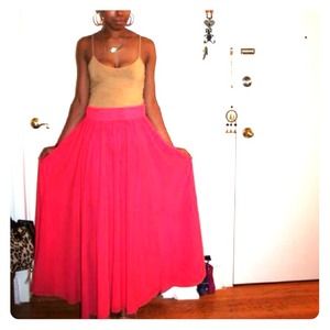 Hot Pink sheer maxi skirt