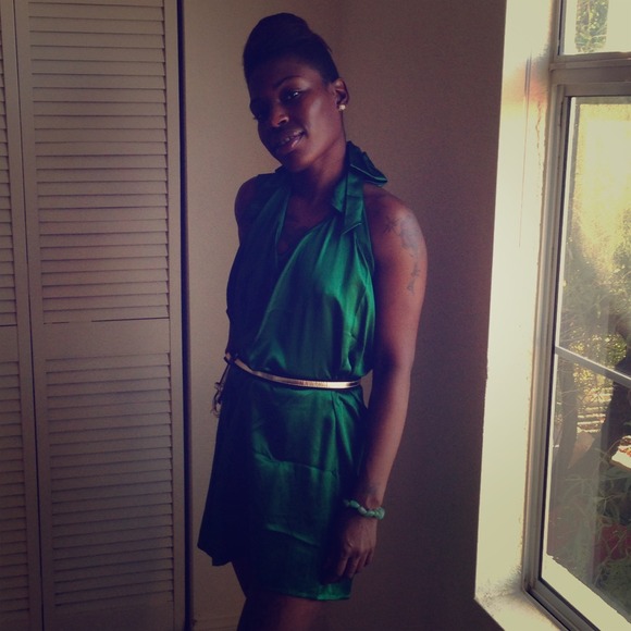 Emerald Green Halter Dress