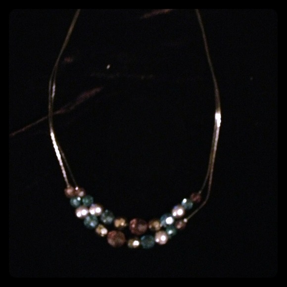 Double chain crystal bead necklace.