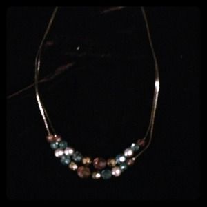 Double chain crystal bead necklace.