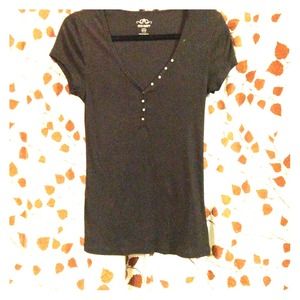 -----TRADED-----Black top with button adornment