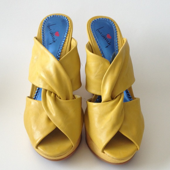 Worn Once!! Yellow Wedges.