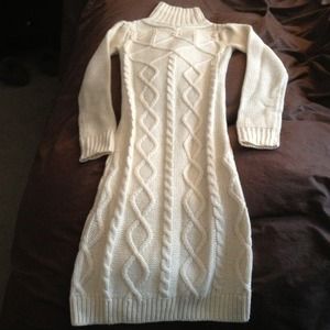 Never worn! Creme mock turtleneck sweater dress!