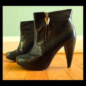 Christian Siriano snake print ankle boots