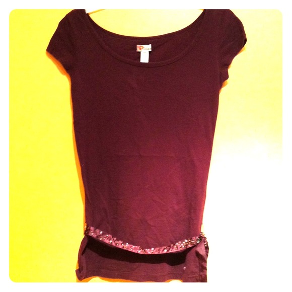 Hollister maroon shirt with beaded ribbon tie