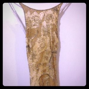 ✨Reduced✨Long heavily beaded gold dress.Make offer