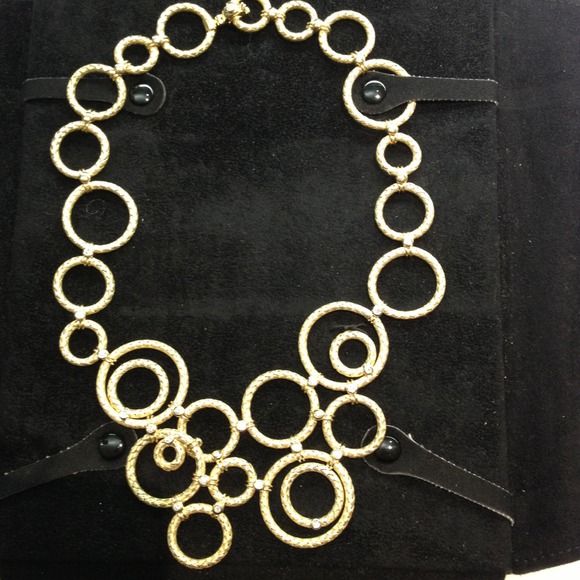 Brushed Gold Necklace with 24 Diamonds