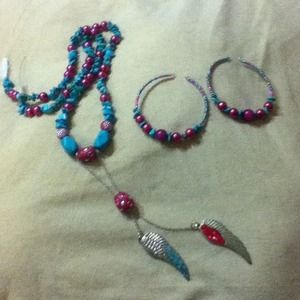 Handmade angel wings necklace with matching earrin