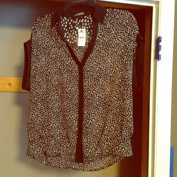 SOLD Express black and white printed sheer shirt
