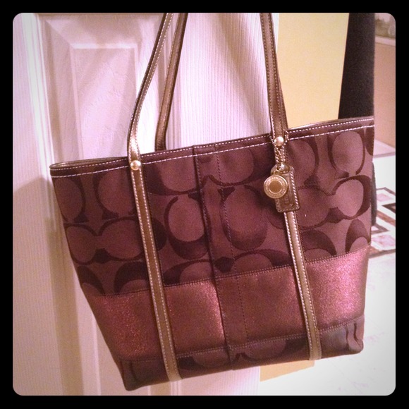 SOLD-Brown/bronze Coach tote
