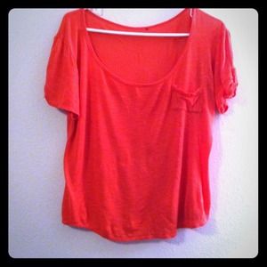 Coral cropped shirt
