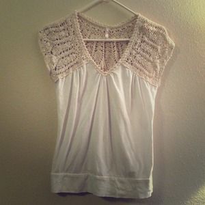 White and cream crochet shirt