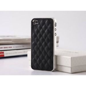 Luxury Chrome Quilted Leather case for iPhone 4/4s