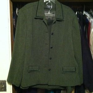 "Tweed" type design two piece Olive suit