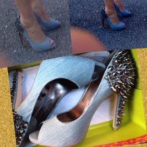 Sam Edelman stud heels - blue denim