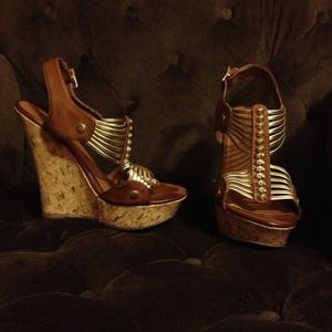 Gold and Tan Wedge