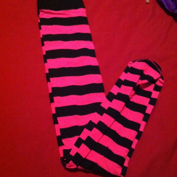🚫SOLD🚫Hot Pink Striped OTK Tights
